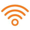 Orange icon of a wi-fi symbol.